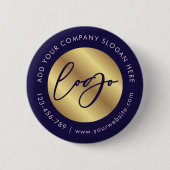 Marineblaue und goldene Logo-Unternehmenswerbung Button (Vorderseite)