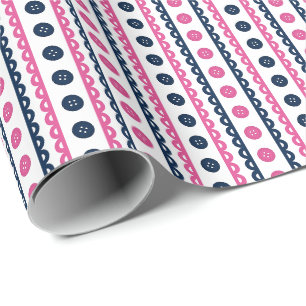 Marineblaue und heißrosa preppy gestreifte Bastel- Geschenkpapier