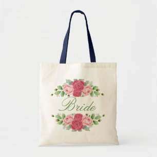Marineblaue und rosafarbene Blumen-Braut-Tasche. Tragetasche