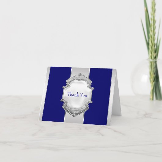 Marineblaue und silberne Dankeskarten Dankeskarte (Vorderseite)