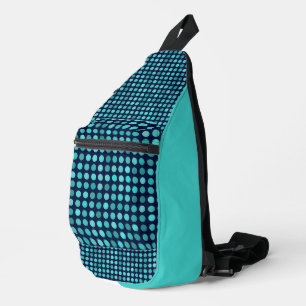 marineblaue und türkisene Punkte Crossbody Bag