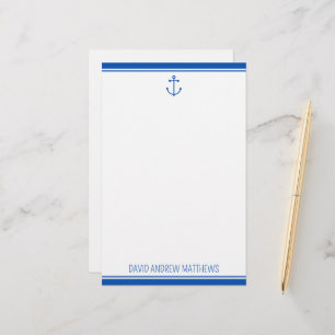 Marineblaue und weiße Anker personalisiert Briefpapier