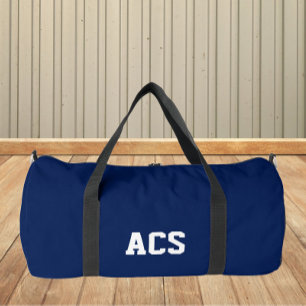 Marineblaue und weiße Schulfarben und -buchstaben Duffle Bag
