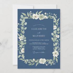 Marineblaue Verführerische Natur Hochzeit Einladung