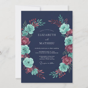 Marineblaue verzauberte Winterhochzeit Einladung