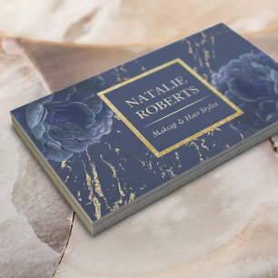 Marineblaue Vintage-Blumen-Makeup-Artist-Friseursa Visitenkarte