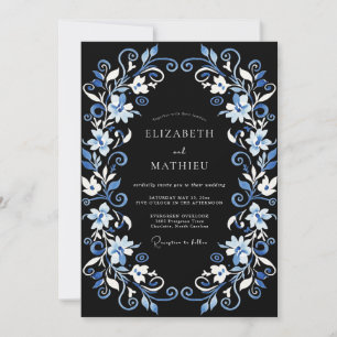 Marineblaue whimsikalische Winterhochzeit Einladung