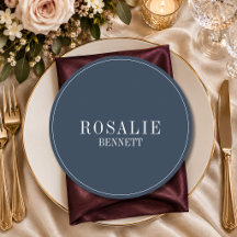 Marineblaue Whimsy Formal runde Hochzeitsgästekart
