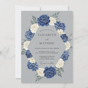 Marineblaue Winterhochzeit Einladung