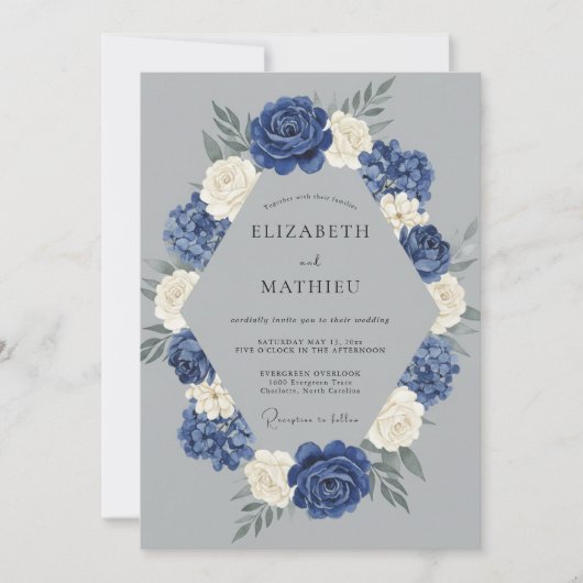 Marineblaue Winterhochzeit Einladung (Vorderseite)