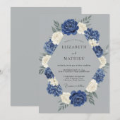 Marineblaue Winterhochzeit Einladung (Vorne/Hinten)