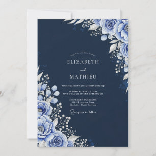 Marineblaue Winterhochzeit Einladung