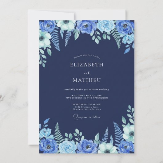Marineblaue Winterhochzeit Einladung (Vorderseite)