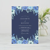 Marineblaue Winterhochzeit Einladung (Stehend Vorderseite)