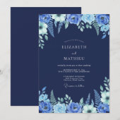 Marineblaue Winterhochzeit Einladung (Vorne/Hinten)