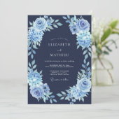 Marineblaue winterliche Hochzeit Einladung (Stehend Vorderseite)
