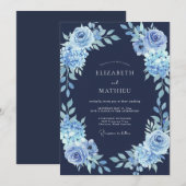 Marineblaue winterliche Hochzeit Einladung (Vorne/Hinten)