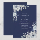 Marineblaue winterliche Hochzeit Einladung (Vorne/Hinten)