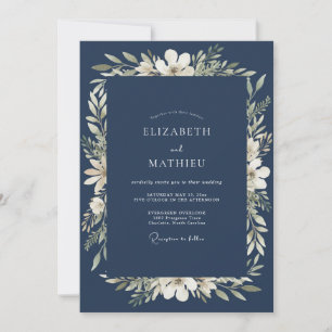 Marineblaue würdige Hochzeit Einladung