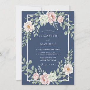 Marineblaue Zeitlose formelle Hochzeit Einladung
