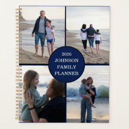 Marineblauer Familienplaner mit 4 personalisierten Planer