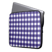 Marineblauer Gingham Laptopschutzhülle (Vorderseite Links)