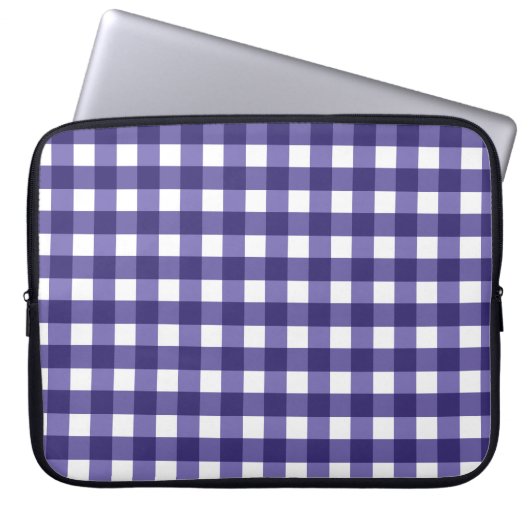Marineblauer Gingham Laptopschutzhülle (Vorderseite)