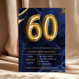 Marineblauer Gold Glitter 60. Geburtstag Einladung