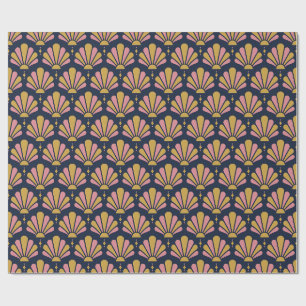 Marineblauer, goldener und rosafarbener Art Deco T Geschenkpapier