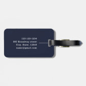 Marineblauer moderner Minimalname personalisiert Gepäckanhänger (Rückseite horizontal)