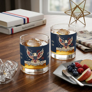 Marineblauer patriotischer Weißkopfseeadler USA 25 Whiskyglas