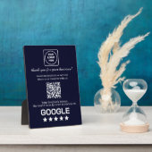 Marineblauer QR-Code | Google-Business-Bewertungsa Fotoplatte (Seite)