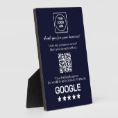 Marineblauer QR-Code | Google-Business-Bewertungsa Fotoplatte (Seite)