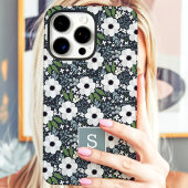 Marineblaues florales Monogramm Case-Mate iPhone Hülle
