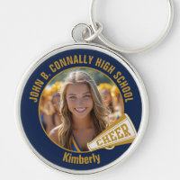Marineblaues Gold Cheerleader-Foto High School