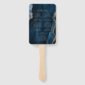 Marineblaues Goldachat Skript Hochzeitsprogramm Fächer (Rückseite)