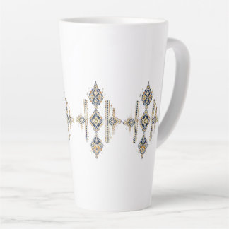 Marineblaues & goldenes abstraktes Symmetrie-Desig Milchtasse