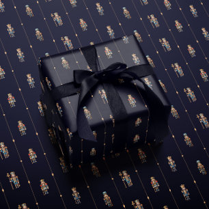 Marineblaues klassisches Nussknacker-Geschenkpapie Geschenkpapier