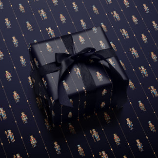 Marineblaues klassisches Nussknacker-Geschenkpapie Geschenkpapier