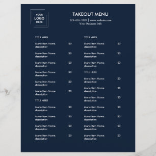 Marineblaues Restaurant-Logo-Abholmenü-Flugblatt Flyer