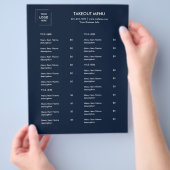 Marineblaues Restaurant-Logo-Abholmenü-Flugblatt Flyer (Hand)
