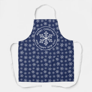 Marineblaues Schürze mit Schneeflockenmuster