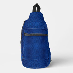 Marineblaues Sechseckmuster strukturiert Crossbody Bag