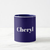 Marineblaues Template, weißer Text, anpassbar, Tasse (Zentrum)