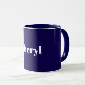 Marineblaues Template, weißer Text, anpassbar, Tasse (VorderseiteRechts)