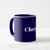 Marineblaues Template, weißer Text, anpassbar, Tasse (Vorderseite Links)