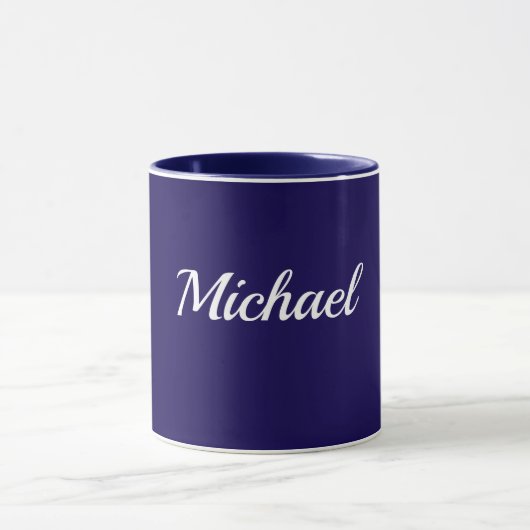 Marineblaues Template, weißer Text, anpassbar, Tasse (Zentrum)