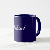 Marineblaues Template, weißer Text, anpassbar, Tasse (VorderseiteRechts)