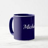 Marineblaues Template, weißer Text, anpassbar, Tasse (Vorderseite Links)