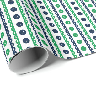Marineblaues und grünes präppy gestreiftes Bastel- Geschenkpapier